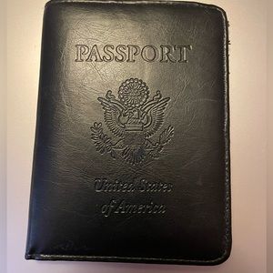 Black Embossed Leather Unisex Wallet/Checkbook/Passport Holder